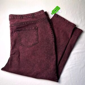 NWT LOGO by Lori Goldstein Womens High Rise Pull On Acid Wash Jeans 28WP Purple